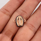 Herraje Virgen de Guadalupe 1.2g / 1.2cm Dos Oros Negro Rosa 18K