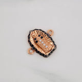 Herraje Virgen de Guadalupe 1.2g / 1.2cm Dos Oros Negro Rosa 18K