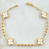 Pulso Trebol Blanco 4.5gr / 19.5cm / Oro Amarillo 18K *