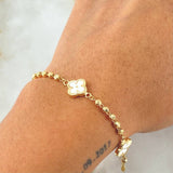Pulso Trebol Blanco 4.5gr / 19.5cm / Oro Amarillo 18K *