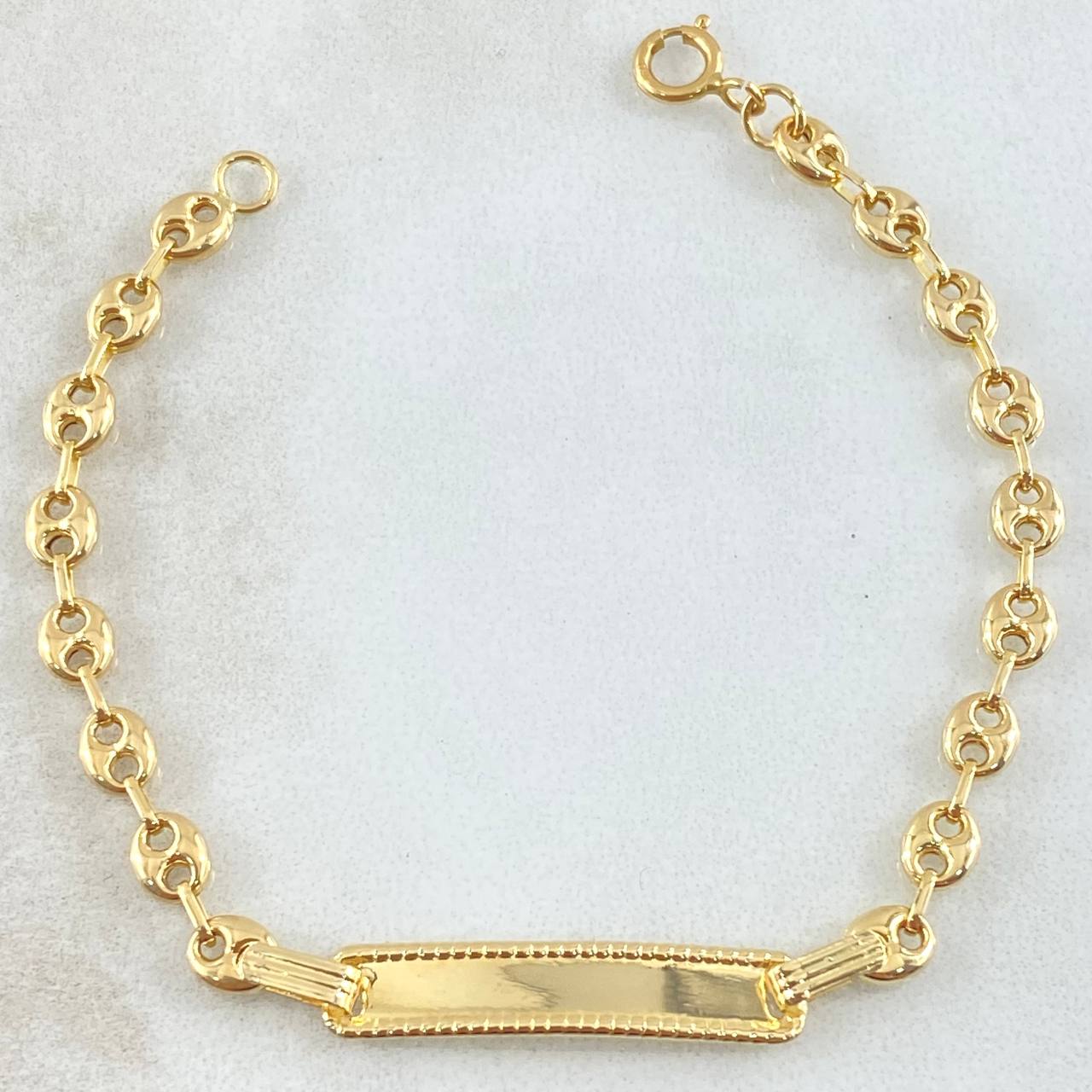 Pulso Bebé GC Placa Rectangular Punteada 1.75gr / 14cm / Oro 18K