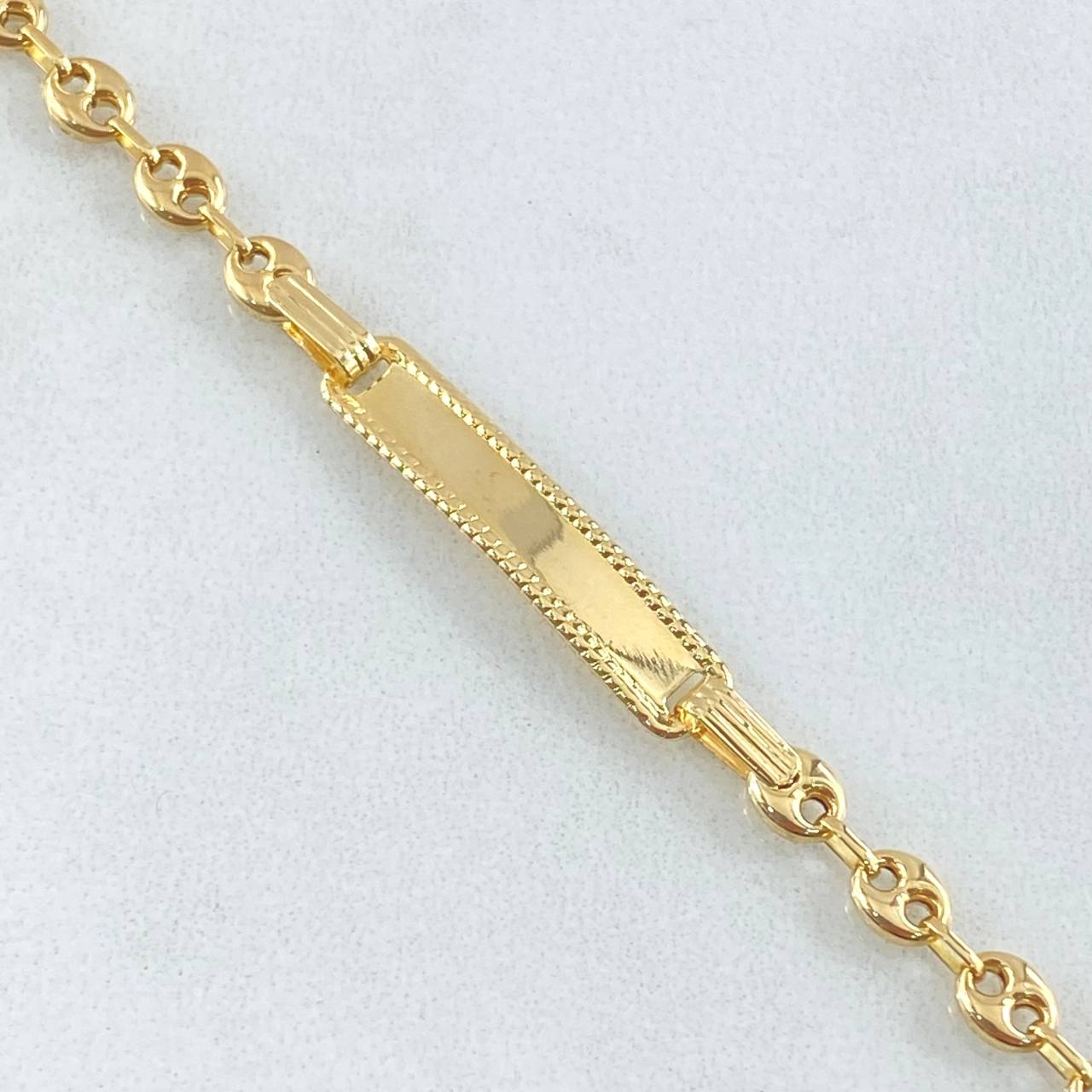 Pulso Bebé GC Placa Rectangular Punteada 1.75gr / 14cm / Oro 18K