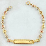 Pulso Bebé GC Placa Rectangular Punteada 1.8gr / 14cm / Oro 18K