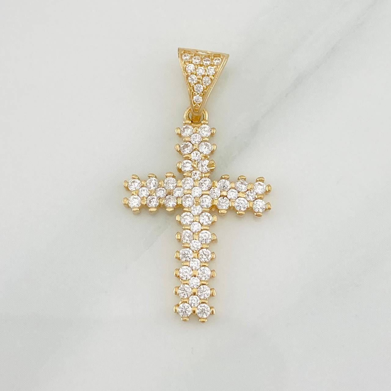 Dije Cruz 2g / 3cm Dos Oros Amarillo Blanco 18K