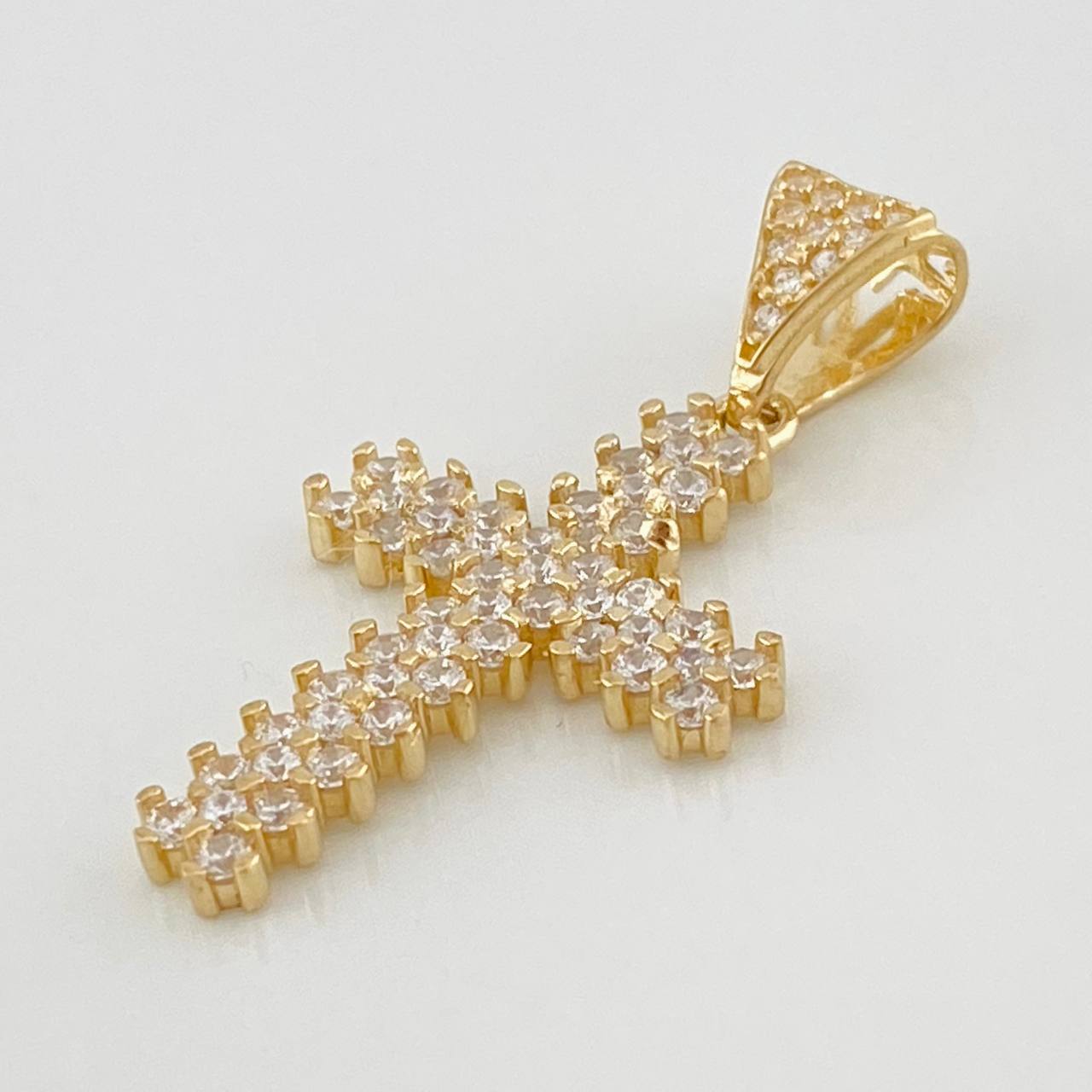 Dije Cruz 2g / 3cm Dos Oros Amarillo Blanco 18K