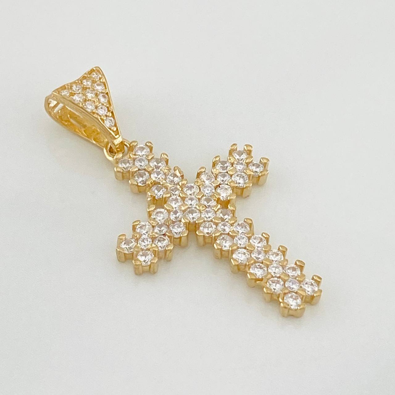 Dije Cruz 2g / 3cm Dos Oros Amarillo Blanco 18K