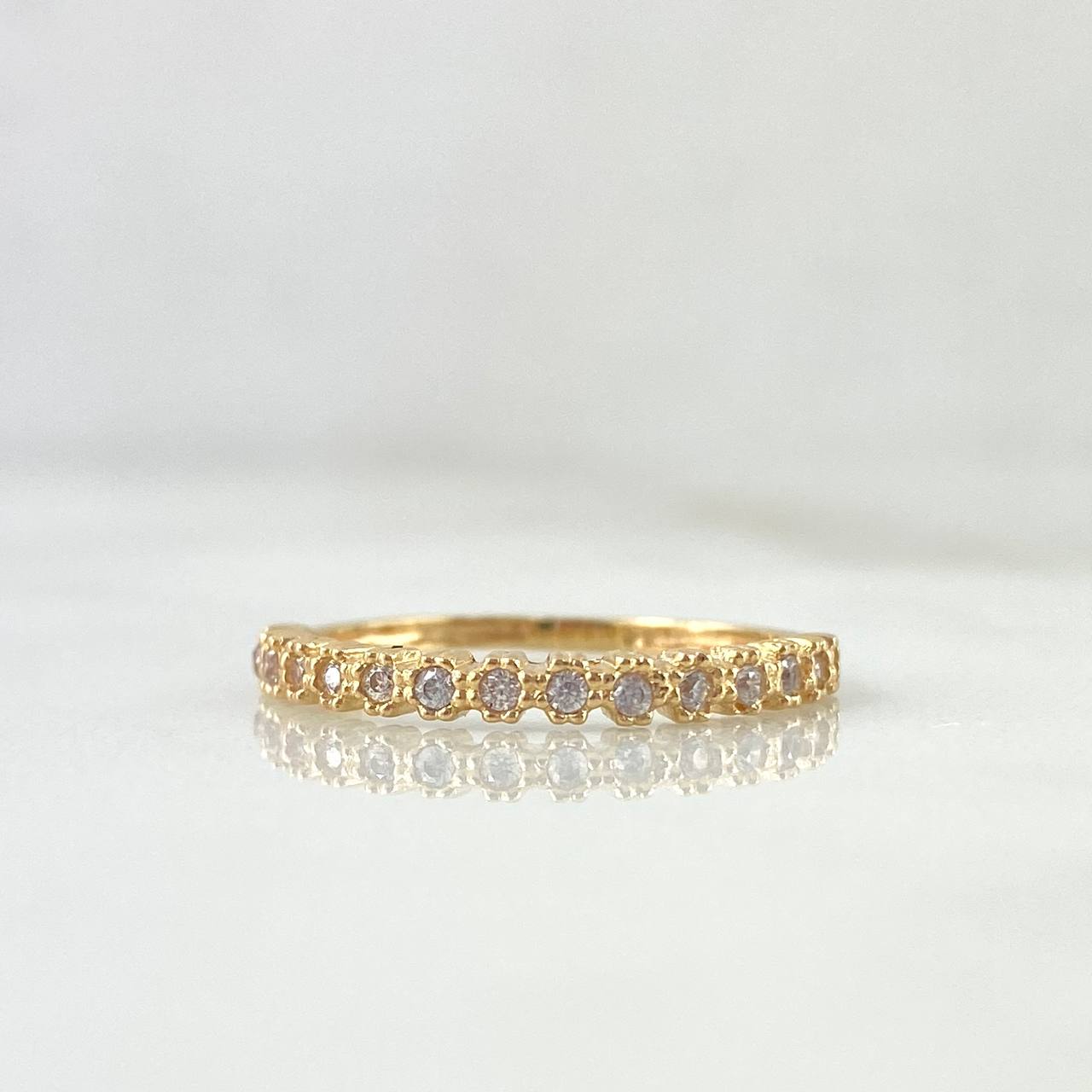 Anillo Churumbela Circulos 1.85gr / T7 1/2 / Circones Blancos Oro Amarillo ©