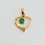 Dije Corazon Fundicion Esmeralda 17Pts 0.95gr / 1.7cm / Oro Amarillo 18K %