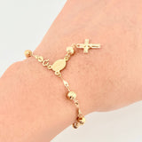 Pulso Denario Virgen Milagrosa Cruz Cristo 3.85gr / 19cm / 5mm Oro Amarillo 18K *