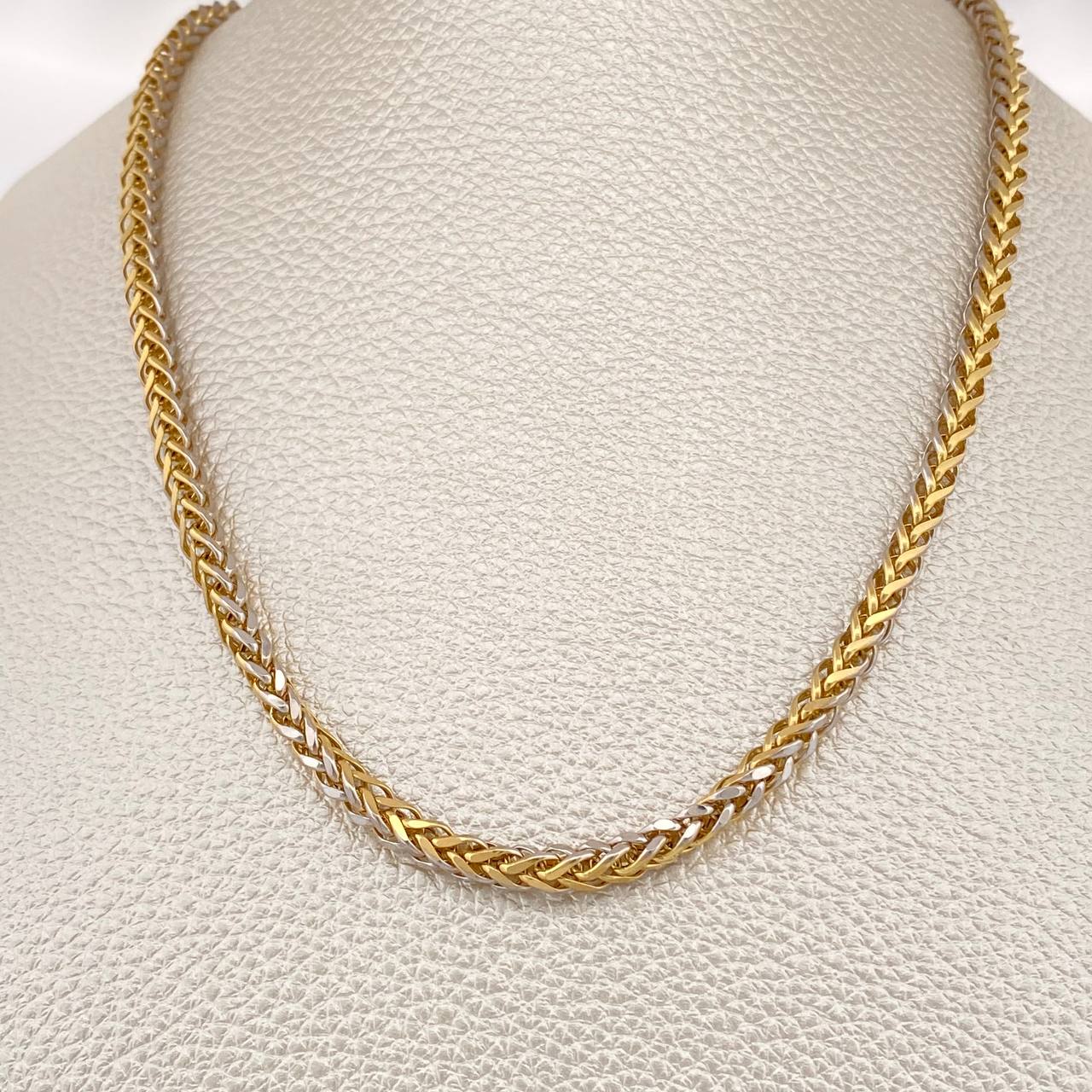 Cadena Franco 18.9gr / 65cm / Dos Oros Amarillo Blanco +3 18K $
