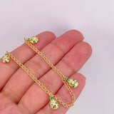 Tobillera Mariquitas Esmeraldas 67pts 5.55g / 27.9cm / 2.2mm Oro Amarillo 18K