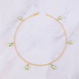 Tobillera Mariquitas Esmeraldas 67pts 5.55g / 27.9cm / 2.2mm Oro Amarillo 18K