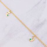 Pulso Media Lunas Esmeraldas 6pts 3.3g / 20.4cm / 2.2mm Oro Amarillo 18K