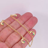 Pulso Media Lunas Esmeraldas 6pts 3.3g / 20.4cm / 2.2mm Oro Amarillo 18K