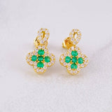 Topos Flor Borde Tupido Esmeraldas 33pts Diamantes 50pts 3.75g / 16.3mm Oro Amarillo 18K