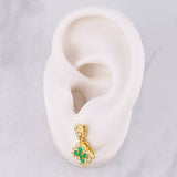 Topos Flor Borde Tupido Esmeraldas 33pts Diamantes 50pts 3.75g / 16.3mm Oro Amarillo 18K