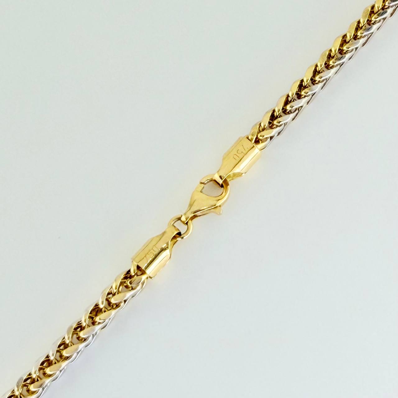 Cadena Franco 19.65gr / 65.3cm / 3.3mm Dos Oros Amarillo Blanco +3 18K $