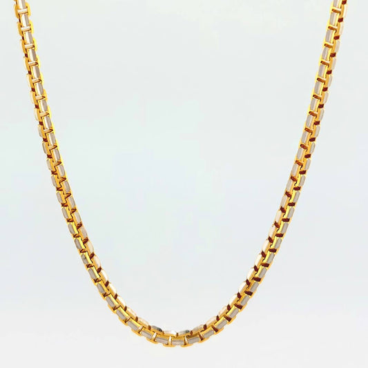 Cadena Veneciana 33.65gr / 70.2cm / 2.58mm Dos Oros Amarillo Blanco +3 18K $