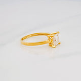 Anillo Solitario Cuadrado Moisanita 75 Pts 2.2g / T6 3/4 Oro Amarillo 18K