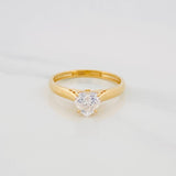 Anillo Solitario Corazon Moisanita 75 Pts 2.95g / T7 1/4 Oro Amarillo 18K