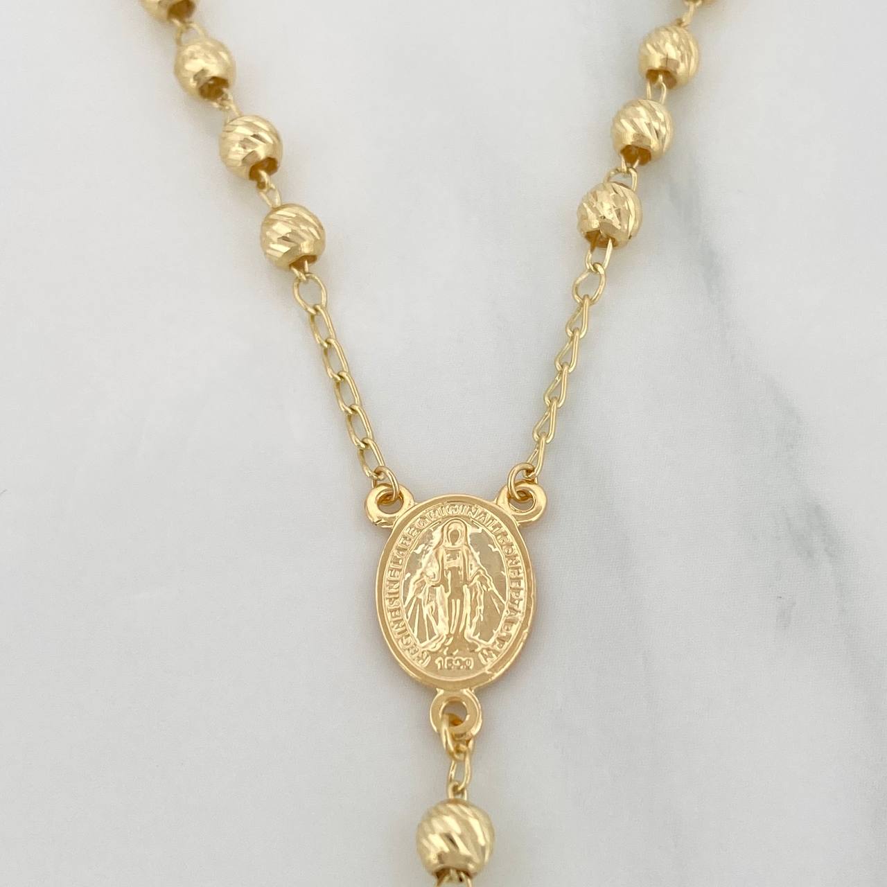 Rosario Virgen Milagrosa 10.35g / 60cm / 4mm Oro Amarillo 18K