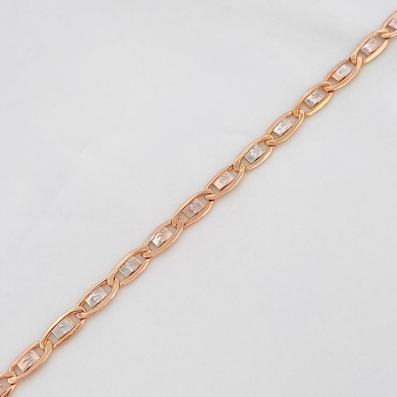 Pulso Escalera Plana 1.75g / 19cm / 2.67mm Dos Oros Blanco Rosa 18K