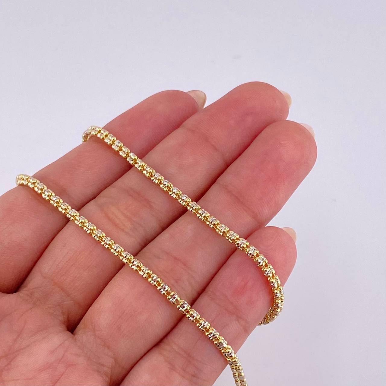 Cadena Ice 23.5 g / 70.4 cm / 3.2 mm Dos Oros Amarillo Blanco 18K