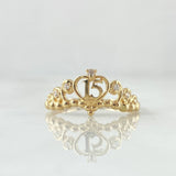 Anillo 15s Corona Bizantina 1.6gr / T5 1/4 / Circones Blancos Oro Amarillo 18K