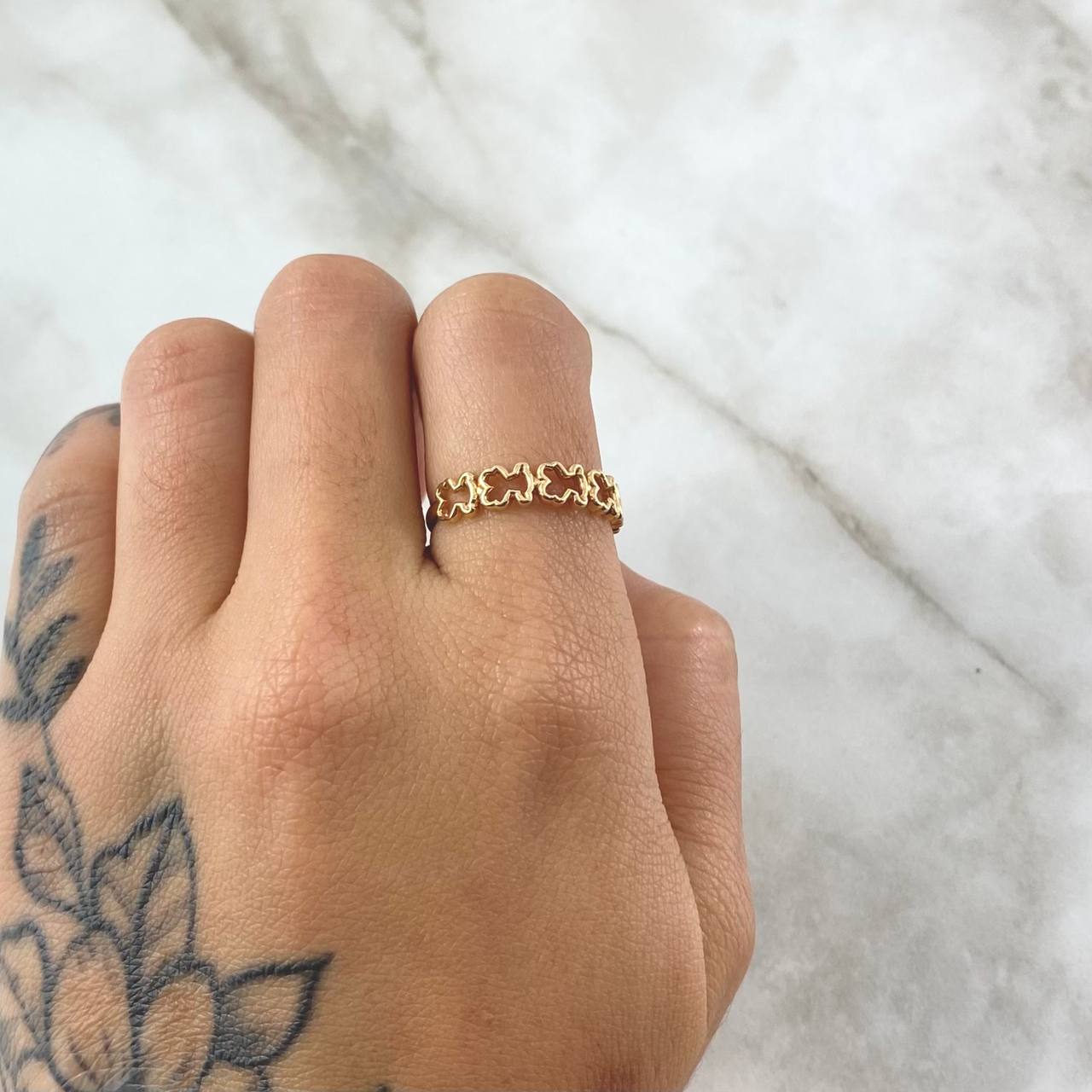 Anillo Oso TS Silueta 1.6gr / T6 1/4 / Liso Oro Amarillo 18K