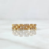 Anillo Correa Rustica Intercaladas 2.3gr / T7 / Circones Blancos Oro Amarillo 18K ©