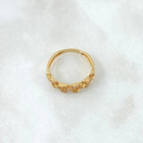 Anillo Correa Rustica Intercaladas 2.3gr / T7 / Circones Blancos Oro Amarillo 18K ©