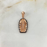 Dije Silueta Virgen de Guadalupe 4.7gr / 3.6cm / Circones Blancos Negros Oro Rosa ©