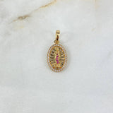 Dije Virgen de Guadalupe 2.35gr / 2.5cm / Circones Fucsias Verdes Blancos Oro Amarillo