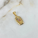 Dije Silueta Virgen Guadalupe 2.85gr / 3cm / Circones Blancos Fucsias Azules Oro Amarillo ©