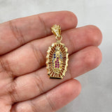 Dije Silueta Virgen Guadalupe 2.85gr / 3cm / Circones Blancos Fucsias Azules Oro Amarillo ©