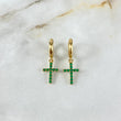 Candongas Cruz 2.85gr / 2.5cm-1.5cm / Circones Verdes Oro Amarillo