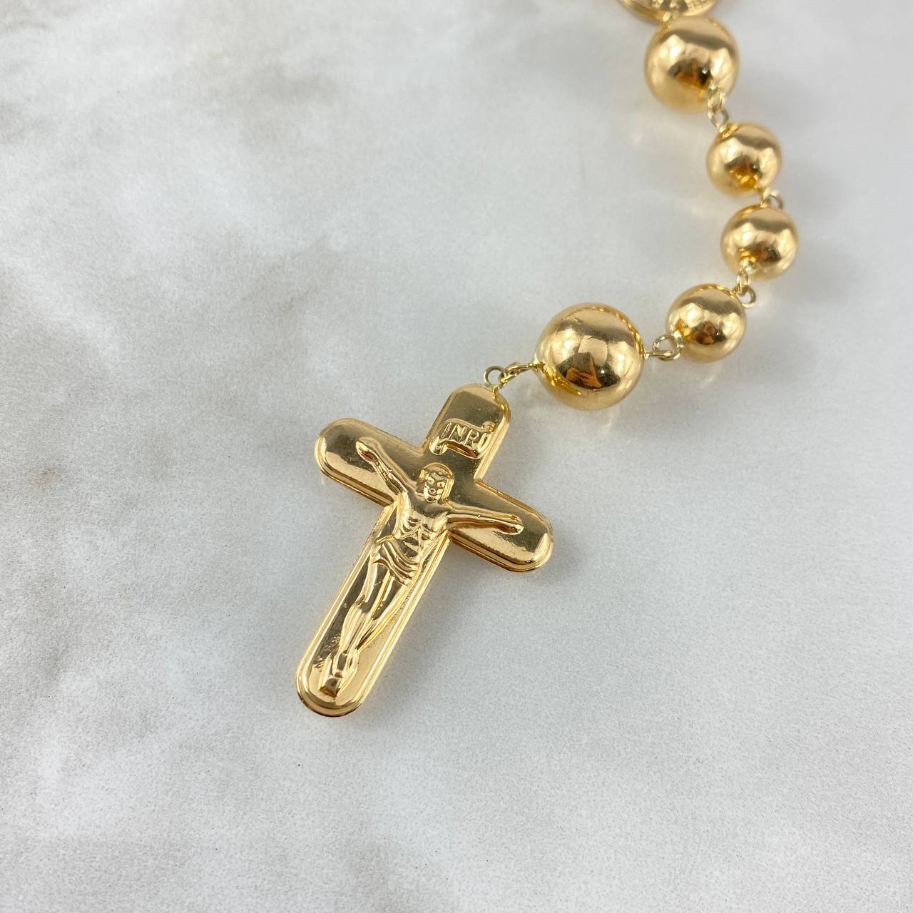 Rosario Virgen Milagrosa 30gr / 70cm / 8-11mm Bolas Lisas Oro Amarillo ©