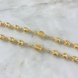 Rosario Virgen Milagrosa 47.85gr / 70cm / 7-9mm Bolas diamantadas circones Blancos Oro Amarillo ©