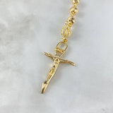 Rosario Virgen Milagrosa 47.85gr / 70cm / 7-9mm Bolas diamantadas circones Blancos Oro Amarillo ©