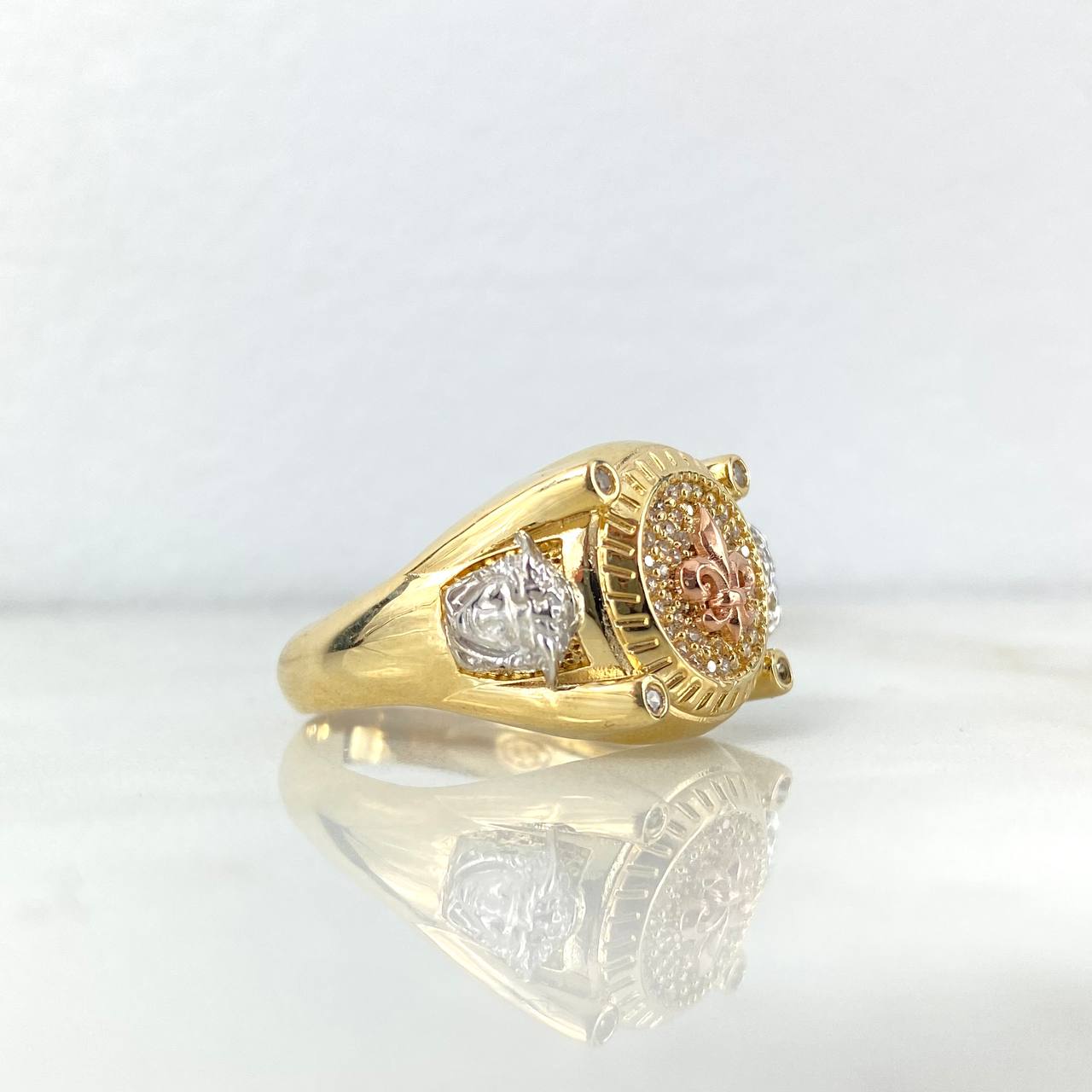 Anillo Flor De Lis Medusa 10gr / T10 / Circones Blancos Tres Oros ©
