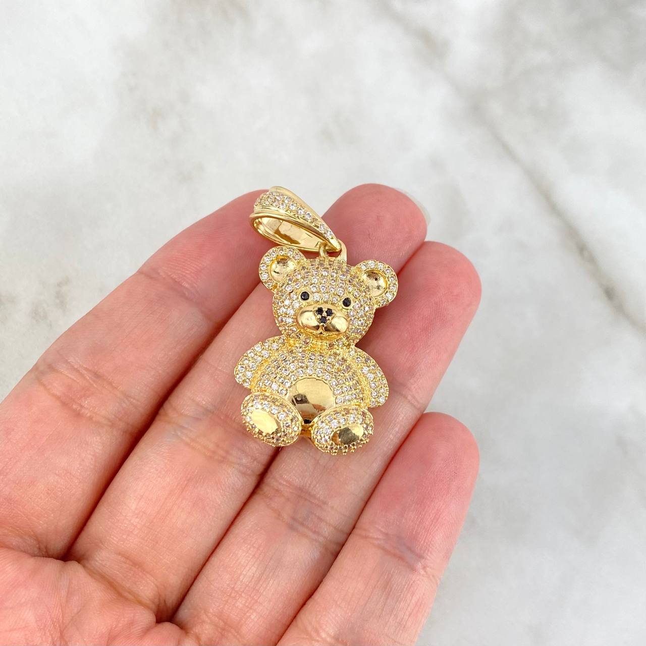 Dije Oso 8.35gr / 3.8cm / Circones Blancos Negros Oro Amarillo