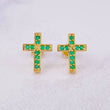 Topos Cruz Esmeraldas 32pts 2.15g / 12mm Oro Amarillo 18K