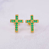 Topos Cruz Esmeraldas 32pts 2.1g / 11.9mm Oro Amarillo 18K