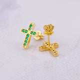 Topos Cruz Esmeraldas 32pts 2.15g / 12mm Oro Amarillo 18K