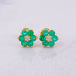 Topos Flor Seis Petalos Esmeraldas 45pts Diamantes 13pts 1.8g / 8mm Oro Amarillo 18K