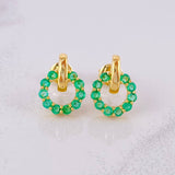 Topos Circulo Tupido Esmeraldas 76pts 4.1g / 12.6mm Oro Amarillo 18K