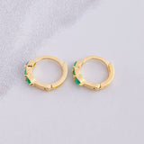 Candongas Trio Lineal Esmeraldas 31pts 1.7g / 1cm Oro Amarillo 18K