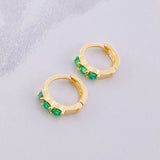 Candongas Trio Lineal Esmeraldas 31pts 1.7g / 1cm Oro Amarillo 18K