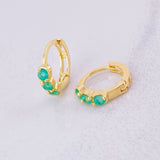 Candongas Trio Lineal Esmeraldas 31pts 1.7g / 1cm Oro Amarillo 18K