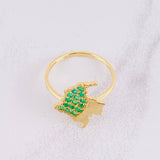 Anillo Mapa Esmeraldas 27pts 2.45g / T5 3/4 Oro Amarillo 18K